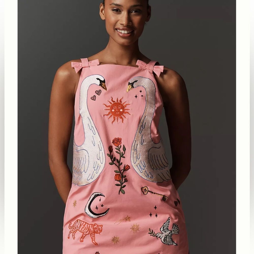 Anthropologie Maeve Embroidered Mini Shift Dress